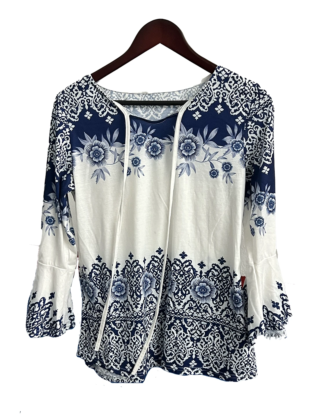 Blusa Azul con Blanco