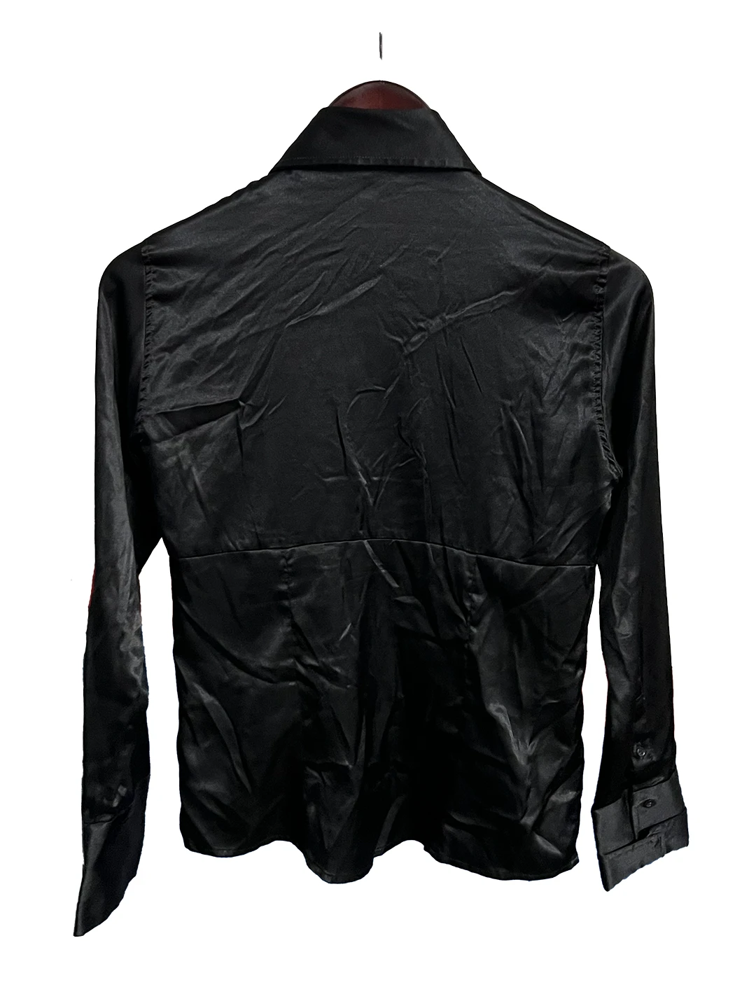 Blusa Negra Manga Larga Satin